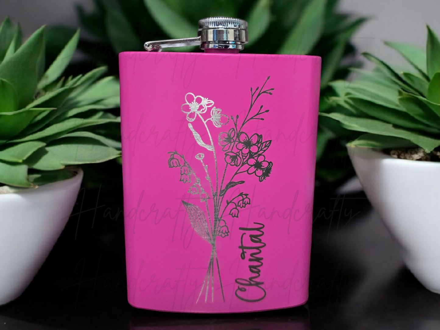 Personalized engraved flask, Birth flower flask, Monogram stainless steel flask, Custom engraved flask, 8oz stainless steel flask, Laser engraved flask, Custom flask with birth flower, Engraved monogram flask, Personalized stainless steel hip flask, Unique flask gift for women/men, Custom birthday gift flask, Floral engraved flask, Bridesmaid gift flask, Groomsmen personalized flask, Personalized birth flower flask gift for her, Custom monogram stainless steel flask for men, Engraved floral flask for brides