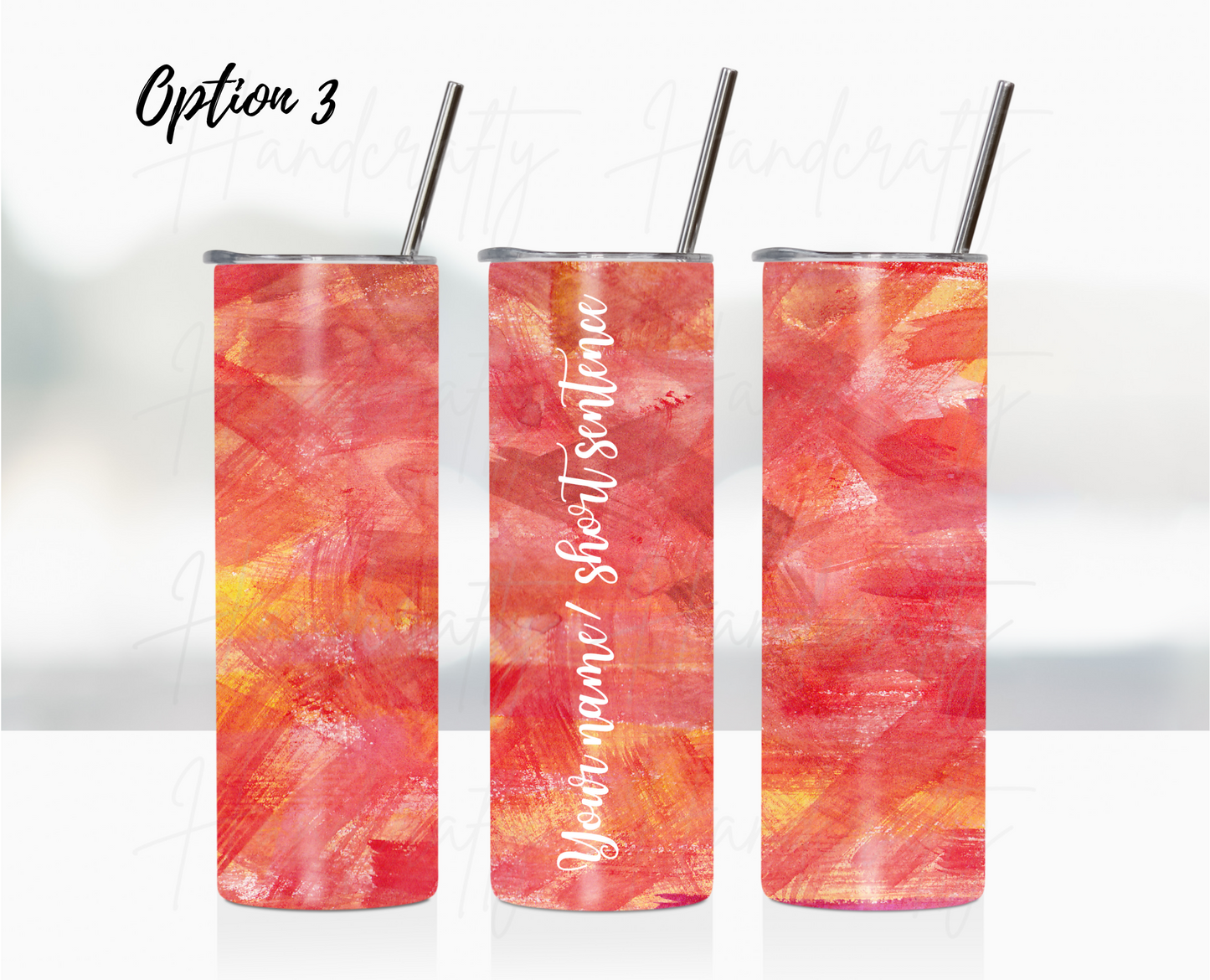 Red watercolor customizable tumbler, customized tumbler, laser engraved name tumbler, personalized stainless steel tumbler, laser engraved tumbler