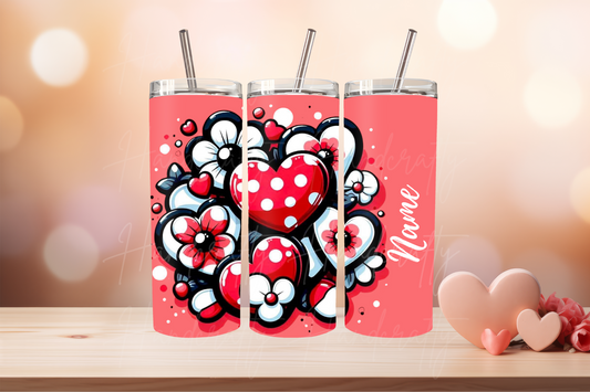 Hearts insulated tumbler, laser engraved name tumbler for St.Valentine's gift, St. Valentine's tumblerr