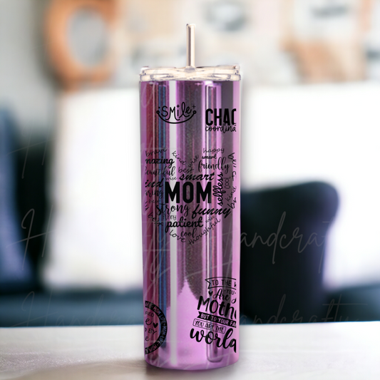 Mom quotes personalized mirror insulated tumbler, insulated iridescent tumbler cup for mom