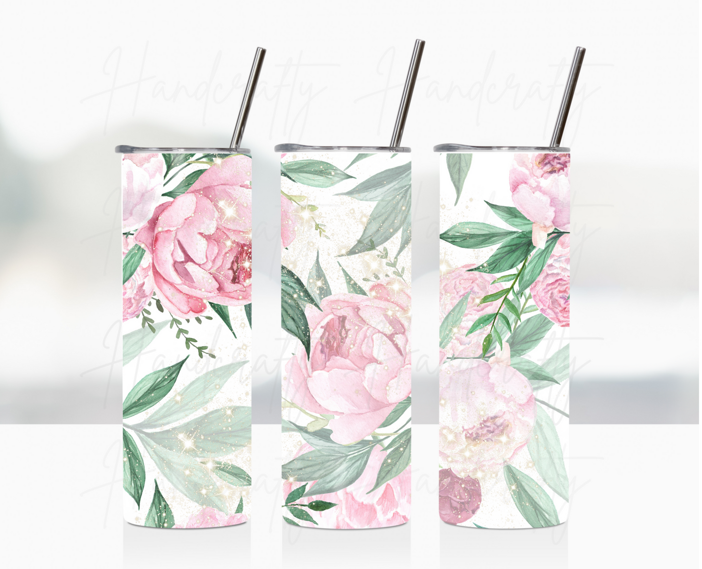 Pink watercolor flowers customizable insulated tumbler, laser engraved customized tumbler, personalized stainless steel tumbler.L IP STRAW SKINNY TUMBLER, PERSONALIZED SKINNY TUMBLER
