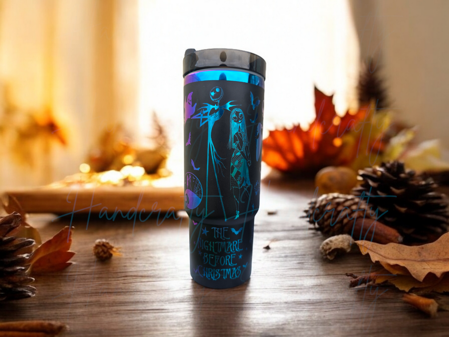 Laser engraved rainbow chroma halloween horror character movie stainless steel insulated tumbler cup