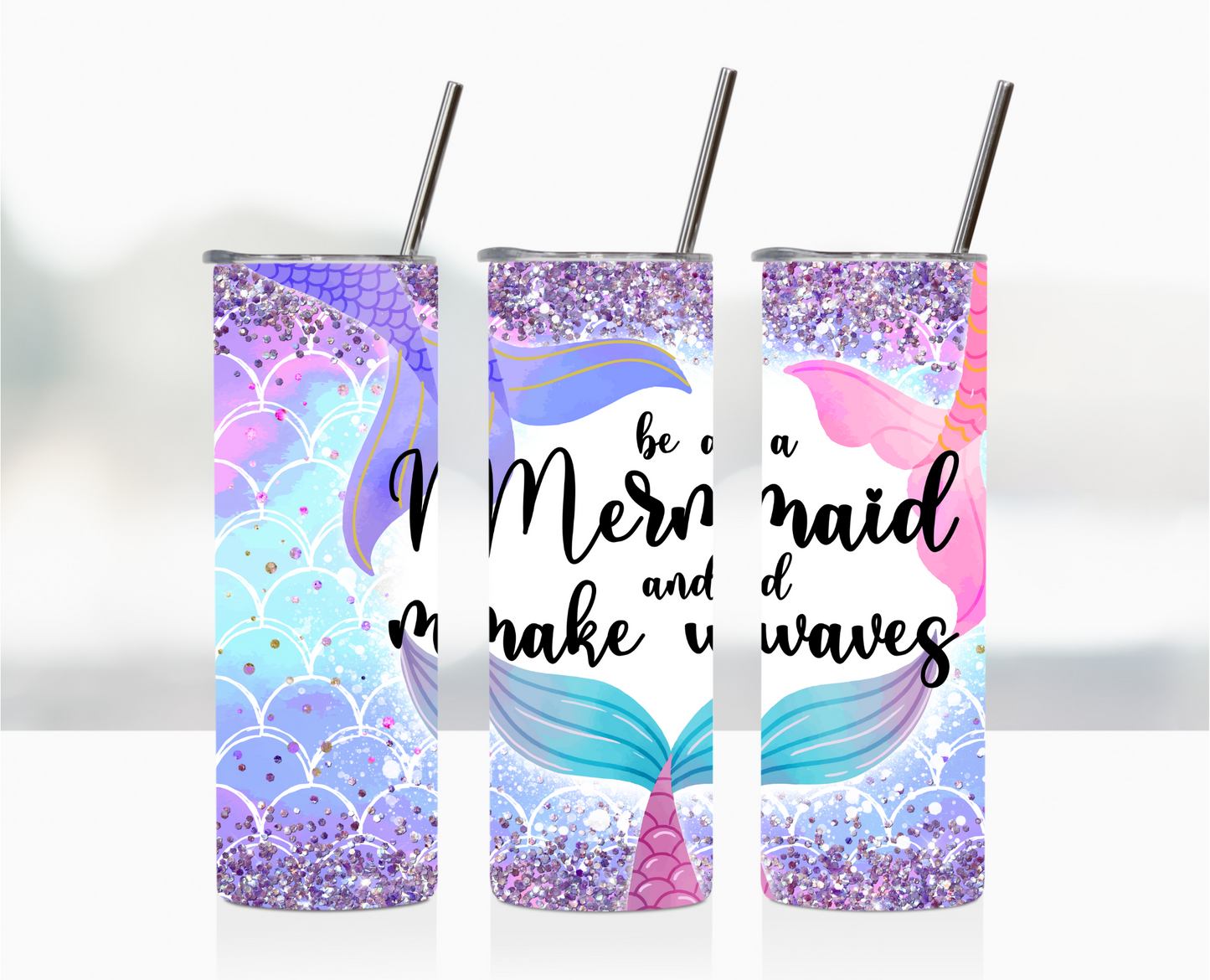 Mermaid insulated customizable tumbler, mermaid personalized tumbler, personalized stainless steel tumbler.