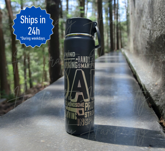 Father's Day water bottle, Father's Day gifts, Insulated water bottle for Dad, Stainless steel water bottle for Dad, Double wall water bottle for Dad, Powder coated water bottle for Dad, Double wall insulated water bottle, Vacuum insulated water bottl, Laser engraved water bottle, Durable BPA-free water bottle, Leak-proof water bottle, Spill-proof water bottle, Thermal water bottle for Dad, Best Dad water bottle, World's Best Dad water bottle, Super Dad water bottle, #1 Dad water bottle