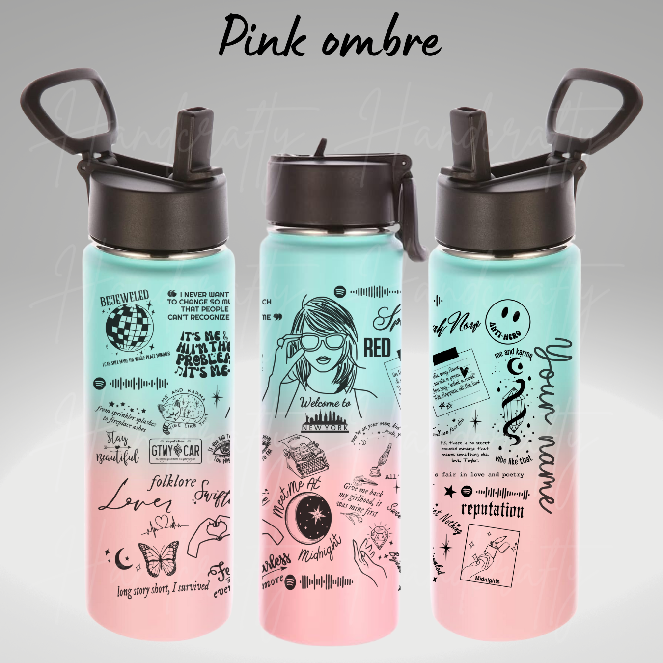 Swift-ie personalized stainless steel laser engraved water bottle, Swift-ie laser engraved bottle, Swift-ie insulated bottle flip straw