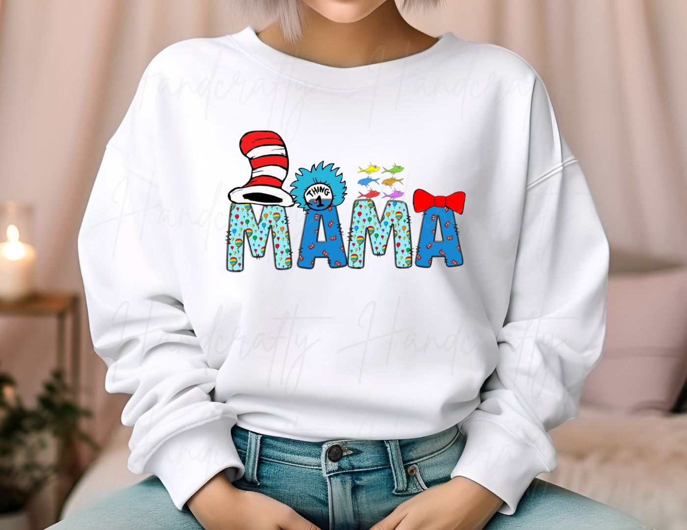 Dr seuss sweatshirt, dr seuss custom mama sweatshirt with kids names on the sleeve, dr seuss mama fleece, dr seuss mama crewneck, dr seuss mama shirt, custom shirt dr seuss, custom sweatshirt dr seuss, thing one and thing two shirt