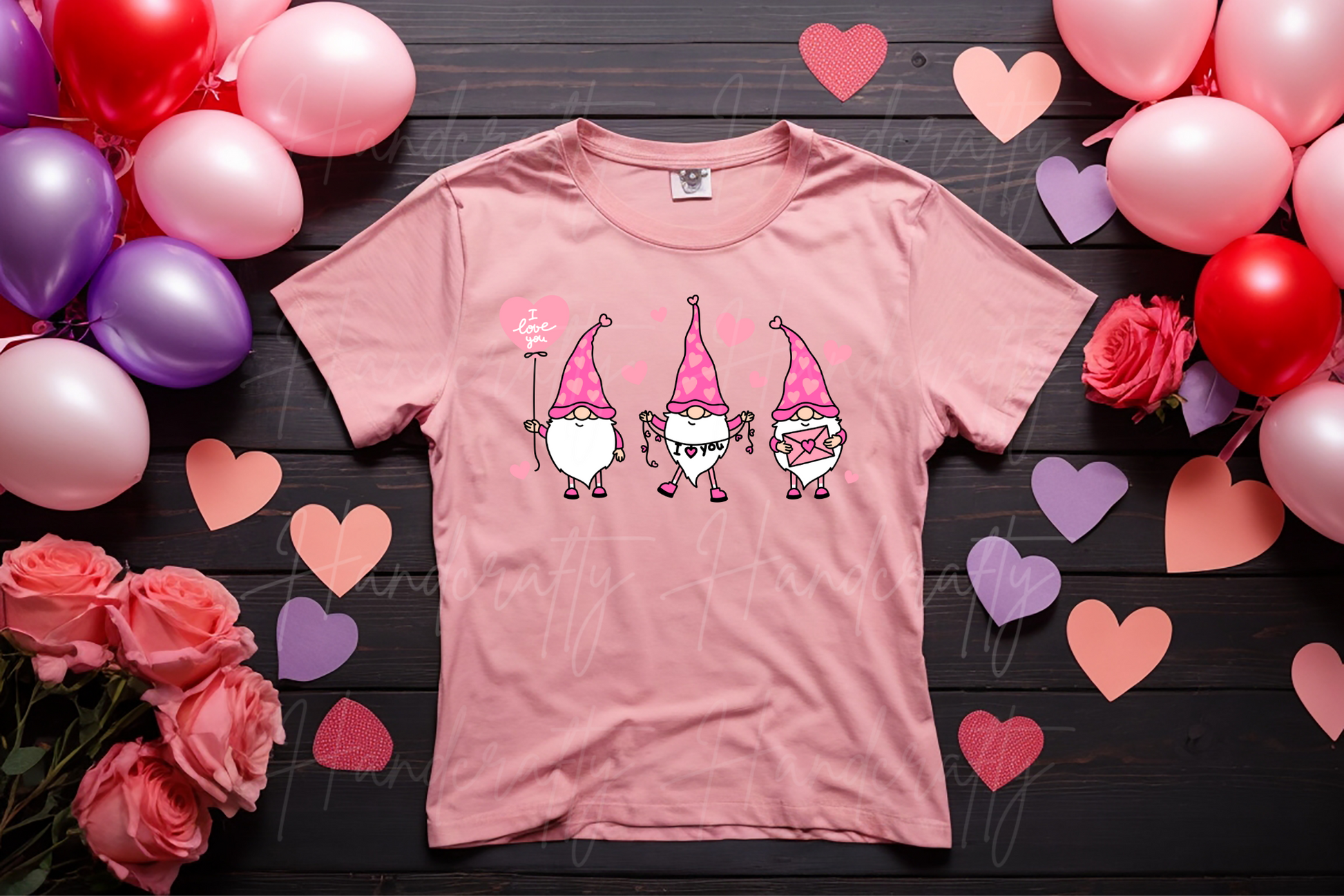 Pink I love you gnomes Valentine's T-shirt, sweatshirt or/and hoodie, Valentine's theme clothing, Valentine's shirts, Valentine's hoodies, Valentine's Sweatshirts, Valentine's fleece.