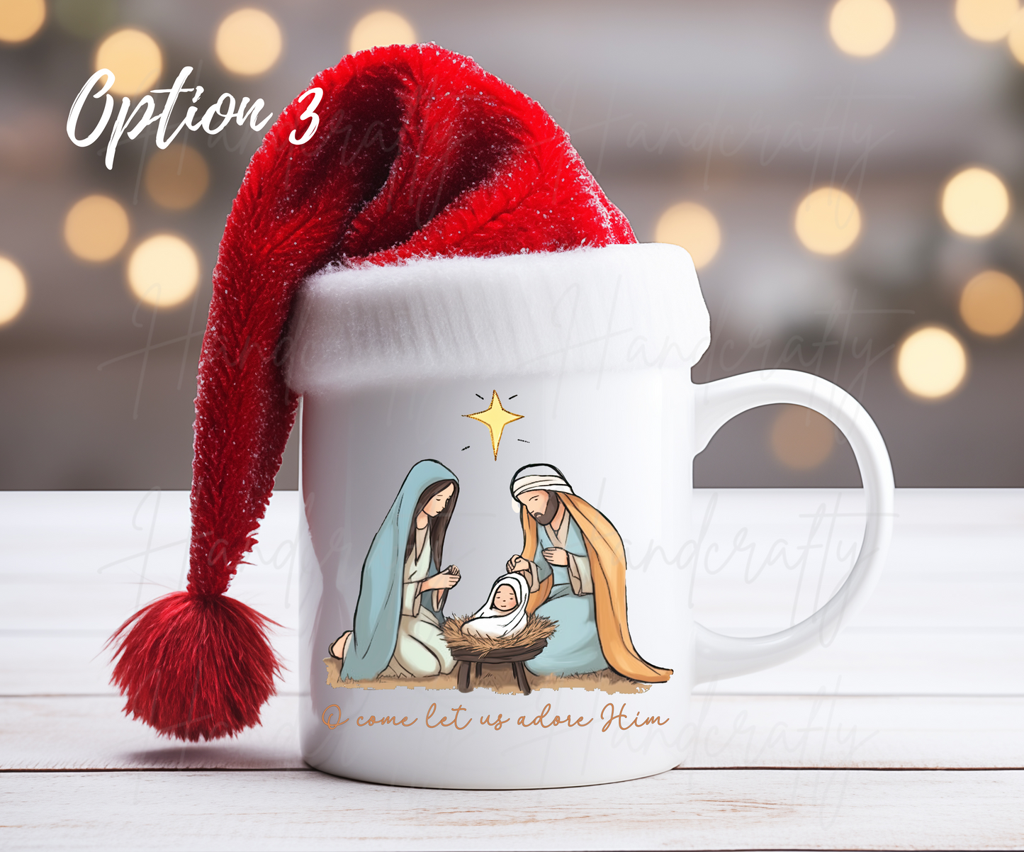 Oh come let us adore him christmas coffee mugs