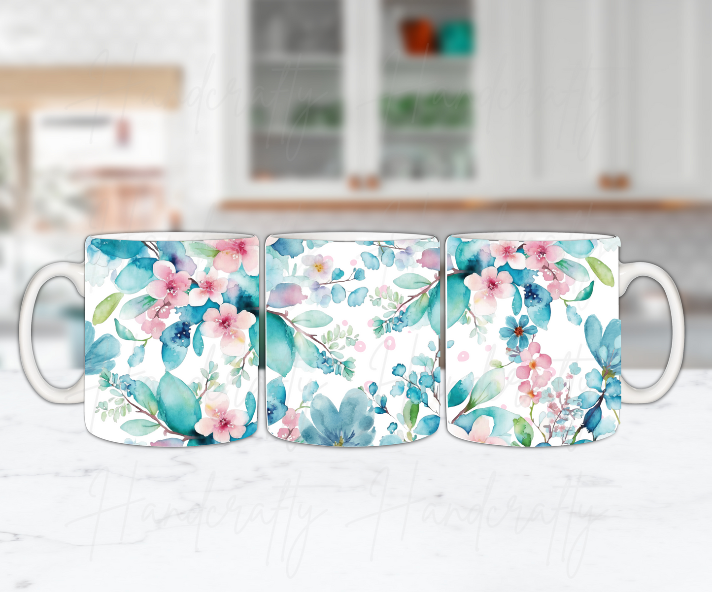 Customizable light blue flowers coffee mug, watercolor coffee mug, personalized coffee mug, don't get sad get even coffee mug, flowers coffee mug, watercolor flowers coffee mug