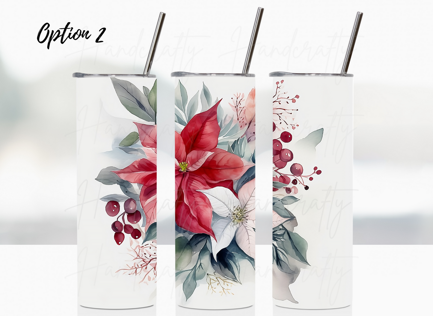 Poinsettias tumbler, personalized flowers tumbler. customized  insulated tumbler, stainless steel laser engraved tumbler, laser engraved tumbler