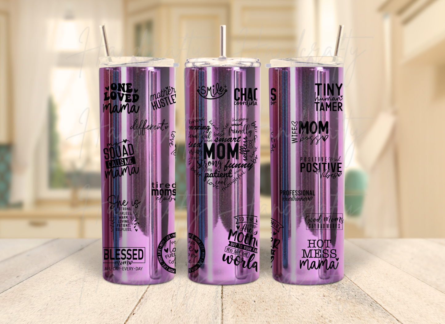 Mom quotes personalized mirror insulated tumbler, insulated iridescent tumbler cup for mom
