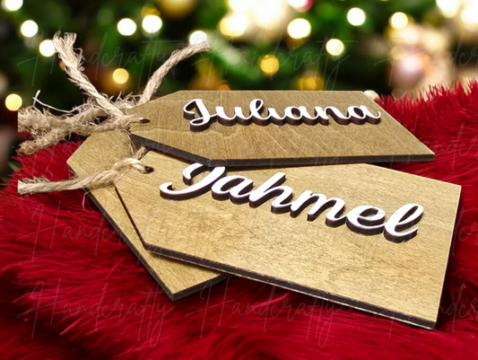 Personalized Laser-Cut Wooden Gift Tags.