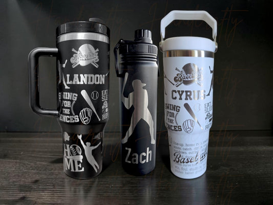 baseball tumbler, personalized baseball tumbler, baseball water bottle, custom baseball cup, personalized water bottle, custom engraved tumbler, laser engraved tumbler, baseball gift, baseball player gift, baseball coach gift, baseball team gift, baseball girl gift, baseball boy gift, baseball mom gift, sports tumbler, custom sports bottle, personalized sports gift, baseballs accessories, team gift, custom water bottle.