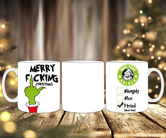 Christmas Grinch mug Merry fucking grinchmas