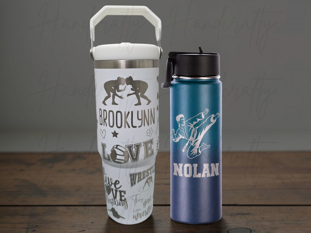 personalized karate tumbler, wrestling tumbler, karate water bottle, wrestling water bottle, martial arts tumbler, laser engraved bottle, personalized sports bottle, custom wrestler gift, karate gift, wrestling gift, taekwondo gift, martial arts gift, wrestling team gift, karate student gift, custom engraved tumbler, athlete water bottle, sports tumbler, personalized athlete gift, owala freesip style tumbler.