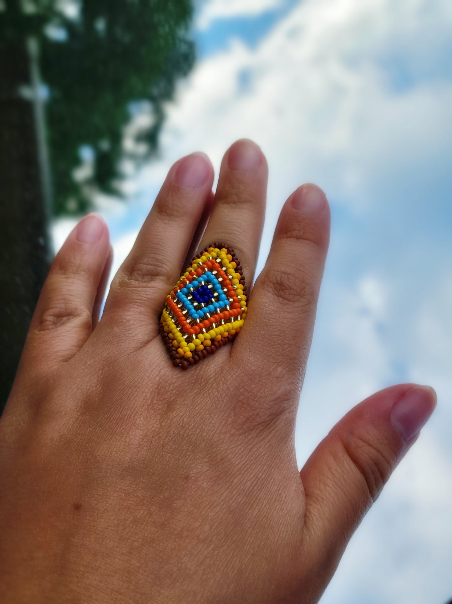 Handmade Emberá bead rings, handmade bead rings