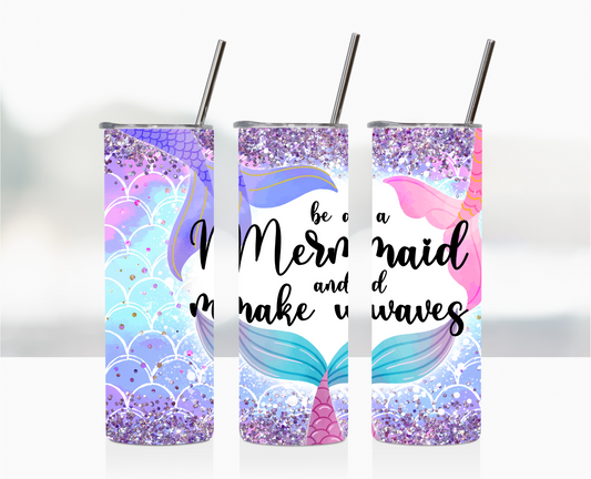 Mermaid insulated customizable tumbler, mermaid personalized tumbler, personalized stainless steel tumbler.