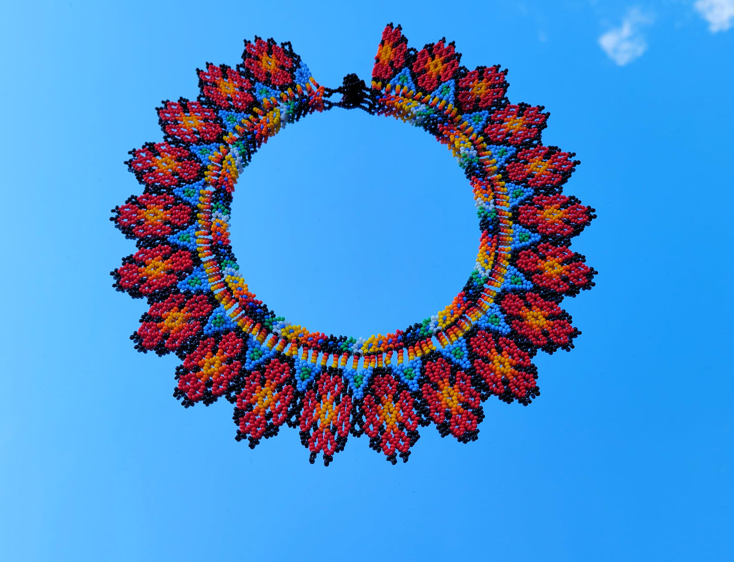 Colorful Emberá Necklace Flower Like Pattern, handmade bead necklace