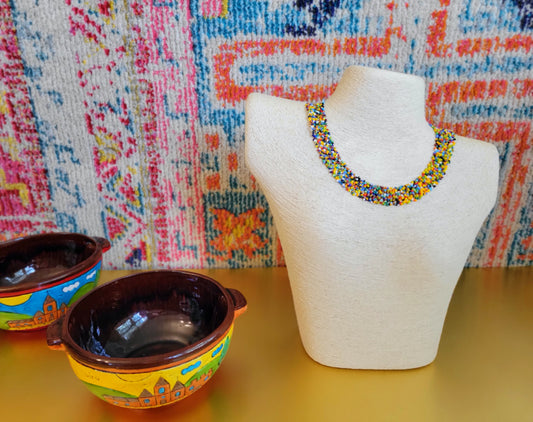 Emberá Yellow Choker Necklace, handmade bead necklace