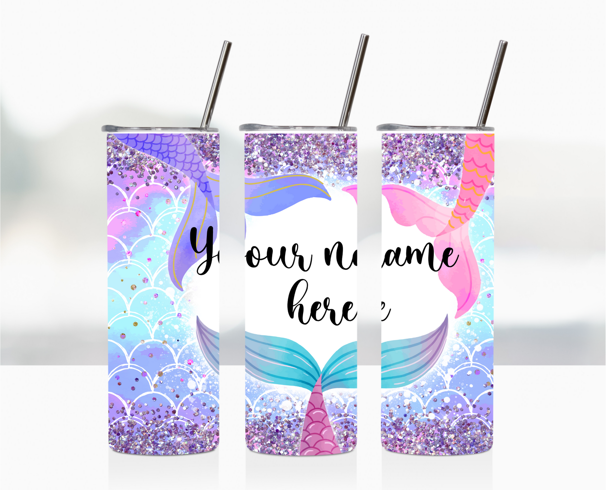 Mermaid insulated customizable tumbler, mermaid personalized tumbler, personalized stainless steel tumbler.