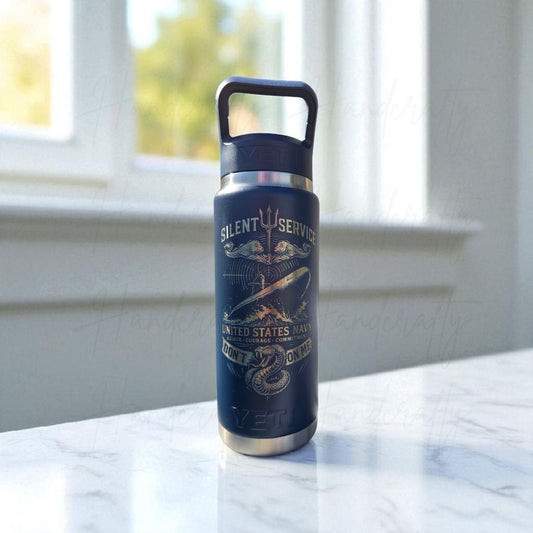 Custom Engraved YETI Tumbler – Navy Motif | Military Gift | Patriotic Drinkware