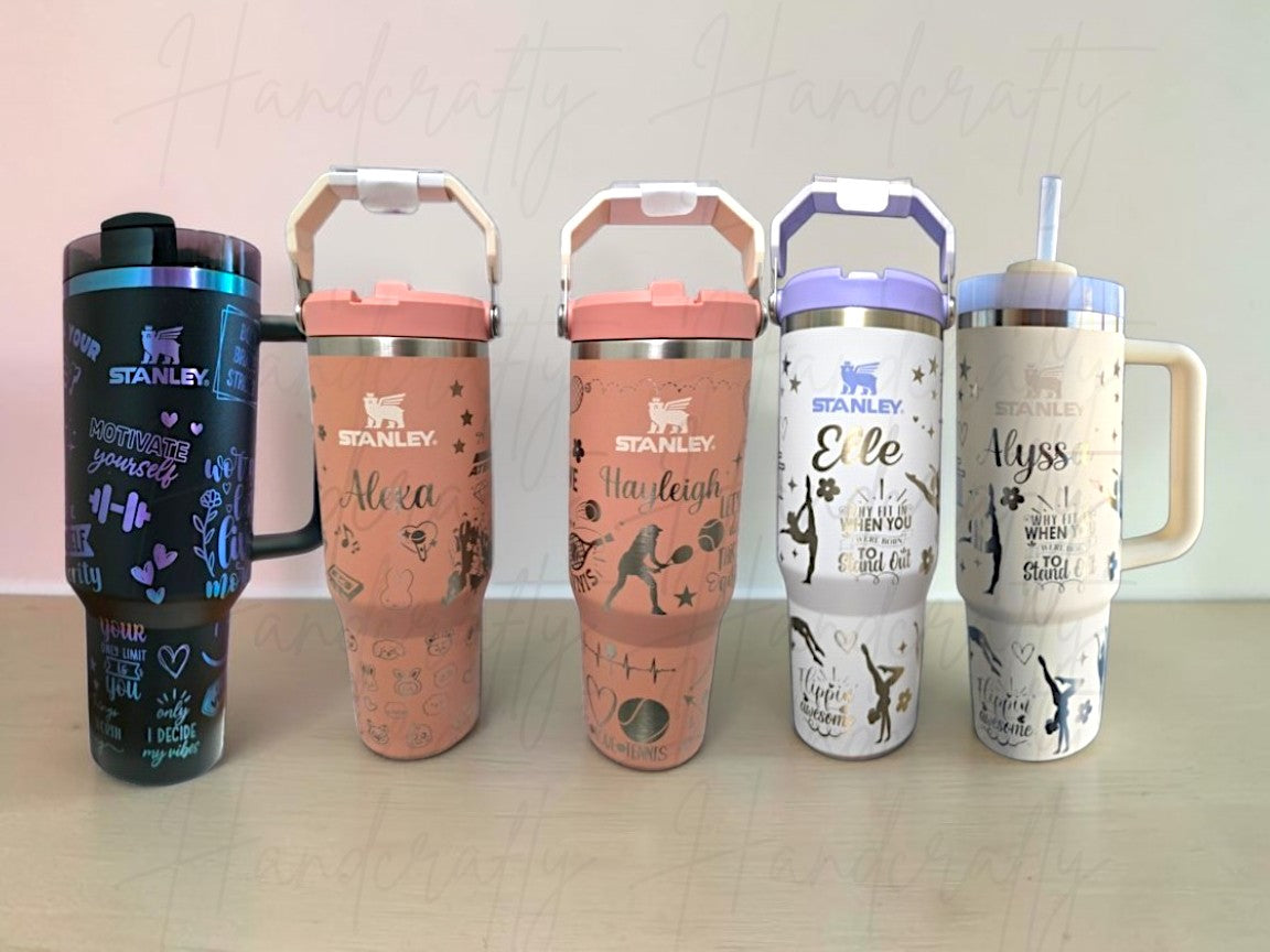 personalized Stanley tumbler, full wrap laser engraving, custom IceFlow bottle, 40 oz Quencher, sports tumbler, cheer tumbler, gymnastics tumbler, wrestling tumbler, volleyball tumbler, nurse tumbler, teacher tumbler, mom tumbler, horse riding tumbler, basketball tumbler, Christian tumbler, motivational tumbler, butterfly tumbler, hockey tumbler, dance tumbler, personalized water bottle, custom engraved drinkware, unique gift, personalized stanley cup