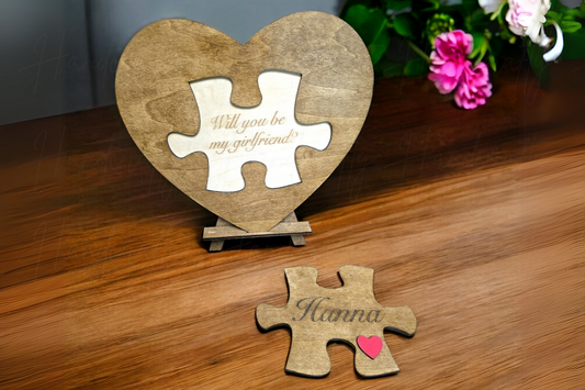 Wooden proposal jigsaw puzzle, I love you puzzle gift, Will you be my girlfriend puzzle, 5-year anniversary wooden gift, Romantic wooden puzzle card, Unique girlfriend proposal ideas, Creative anniversary gift for her, Wooden love puzzle keepsake, Personalized proposal puzzle, Couple gift ideas for anniversaries, Romantic wooden jigsaw puzzle proposal gift, Thoughtful anniversary gift for girlfriend, Wooden puzzle with love message for her, Unique ways to propose with a puzzle, Best 5-year anniversary gifts